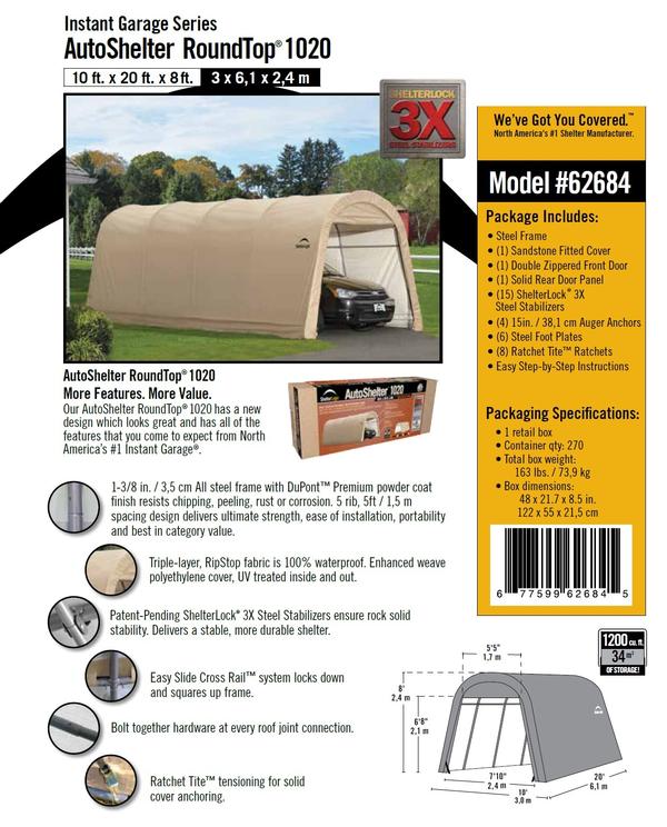 Auto shelter 1020 deals